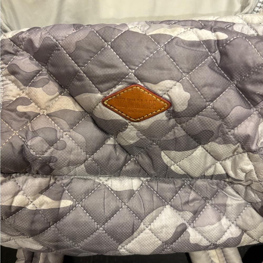 MZ Wallace Quilted Camouflage Backpack - Gray and Cream - Picture 5 of 6